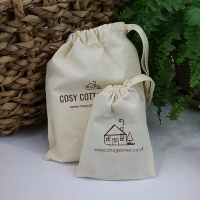 Cotton Drawstring Travel Bags - Cosy Cottage - Cosy Cottage Soap