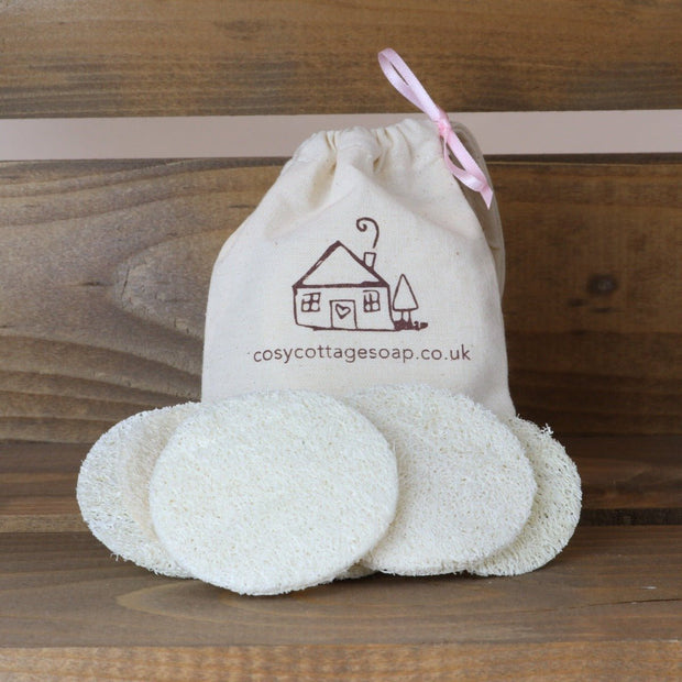 Four Reusable Natural Exfoliating Loofah Discs - Cosy Cottage Soap
