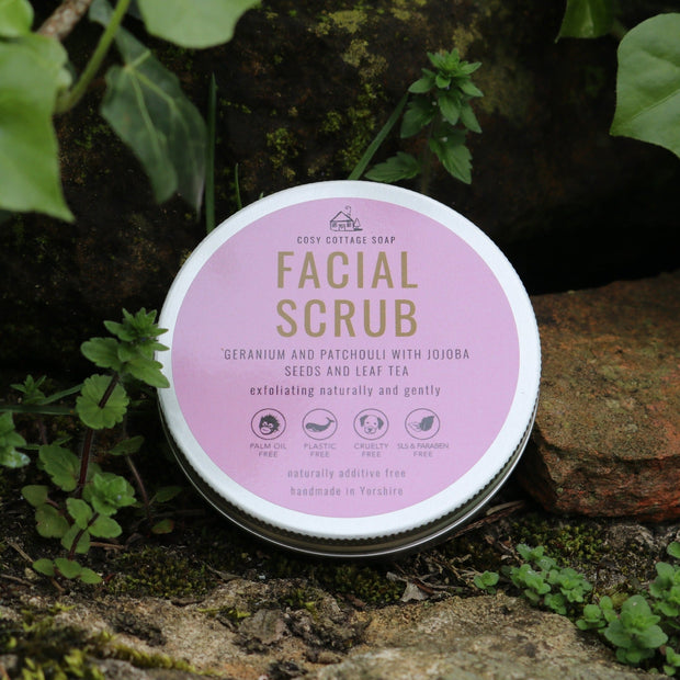 Jojoba and Geranium Exfoliating Facial Scrub - Cosy Cottage Soap