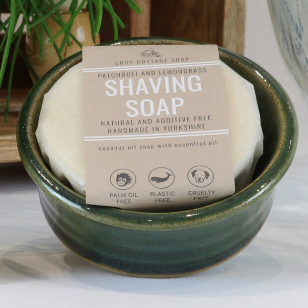 Large Shaving Soap with Optional Handmade Dish and Brush - Cosy Cottage Soap