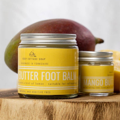 Mango Butter & Lemon Foot Balm With Pumice and/or Moisturising Bamboo Socks - Cosy Cottage Soap