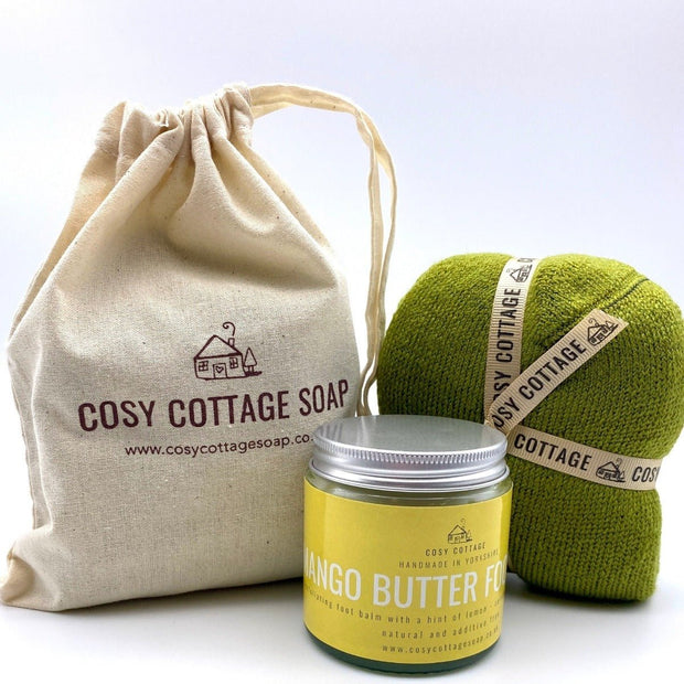 Mango Foot Balm & Yorkshire Made Wool Sock Set - Cosy Cottage Soap