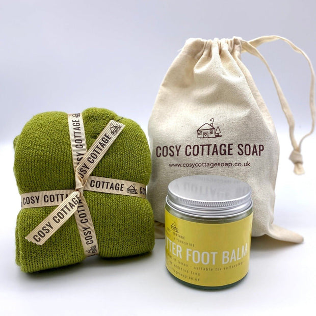 Mango Foot Balm & Yorkshire Made Wool Sock Set - Cosy Cottage Soap