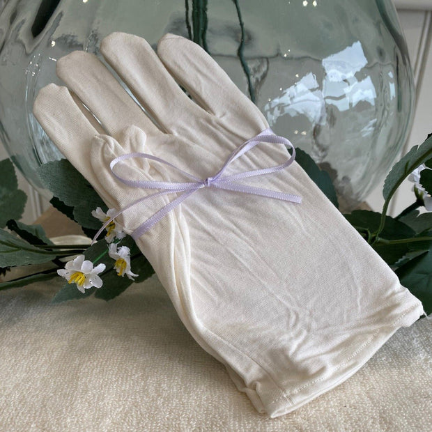 Unbleached Bamboo Gloves For Moisturising Hands - Cosy Cottage Soap