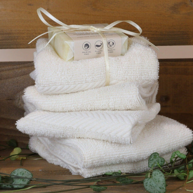 Unbleached Organic Cotton Facecloth - MULTI BUY OFFER AVAILABLE - Cosy Cottage Soap